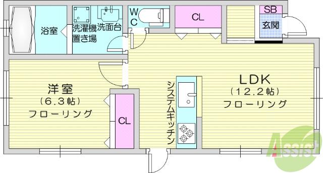 サ ン ラ イ ズ 国 見(1LDK/1階)の間取り写真