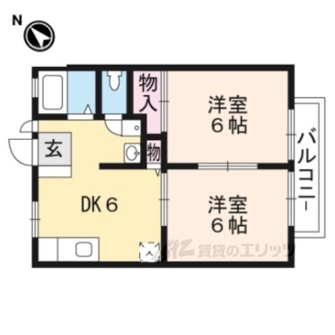 コーポアイリス(2DK/2階)の間取り写真