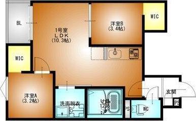 REGALEST DUO(2LDK/3階)の間取り写真