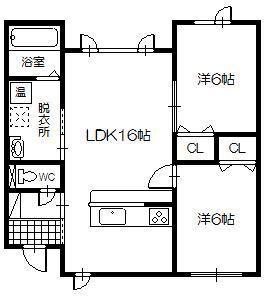 ルナロッサV(2LDK/2階)の間取り写真