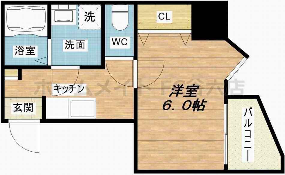 BLUE西長堀(1K/9階)の間取り写真