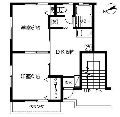 長蔵マンション(2DK/2階)の間取り写真
