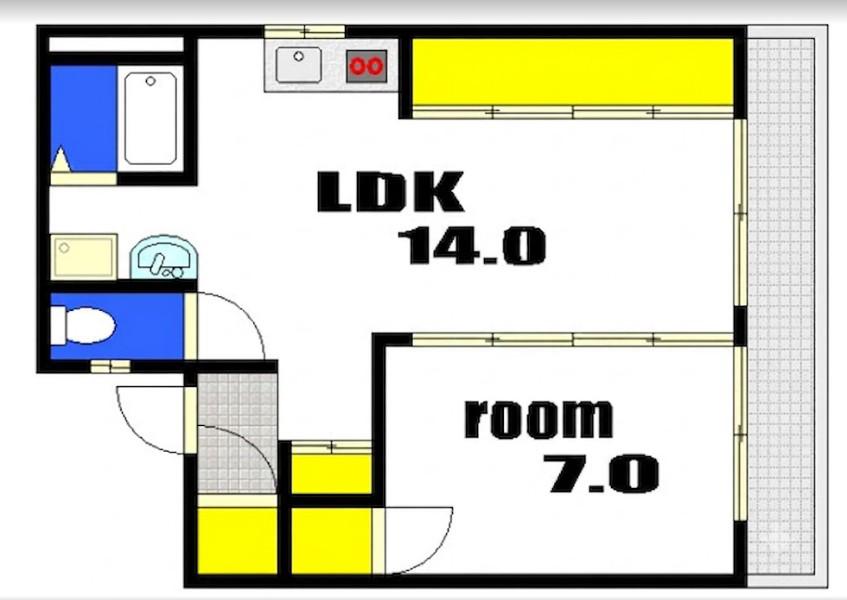 新谷ビル(1LDK/4階)の間取り写真