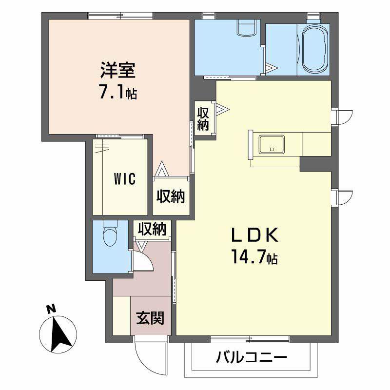 カエデ A棟(1LDK/1階)の間取り写真
