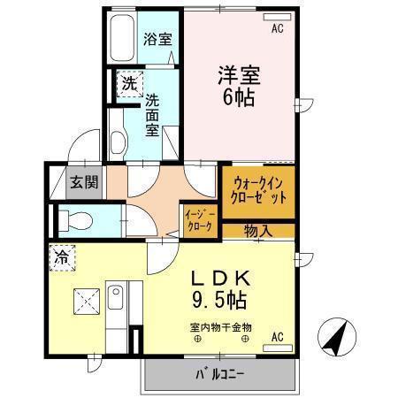 グリッターヴィヴィC・D(1LDK/1階)の間取り写真