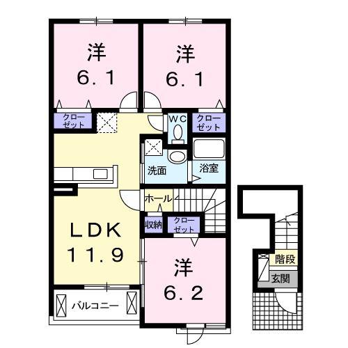 エアリーハウス(3LDK/2階)の間取り写真