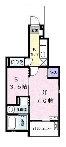 アリーヴィオIIIノース(1SK/1階)の間取り写真