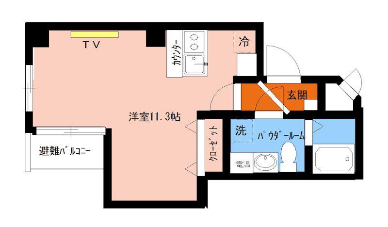 エクロール武蔵藤沢(ワンルーム/4階)の間取り写真