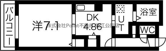 ブレスコート新金岡III(1DK/3階)の間取り写真