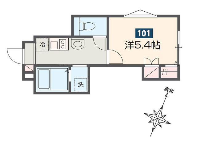 MELDIA矢川II(1K/1階)の間取り写真