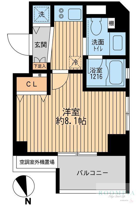 クリオ戸越銀座壱番館(1K/13階)の間取り写真