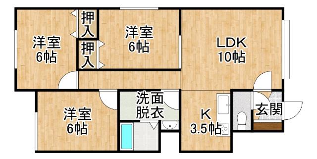 アルスハイデンスII(3LDK/2階)の間取り写真
