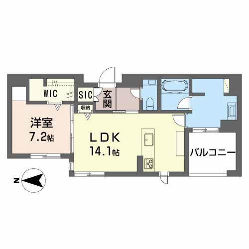 THE GARDEN 八幡(1LDK/2階)の間取り写真