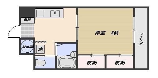 東カングランドマンション第1南林寺802号(1K/8階)の間取り写真