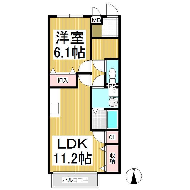 HOPE HILL新田(1LDK/1階)の間取り写真