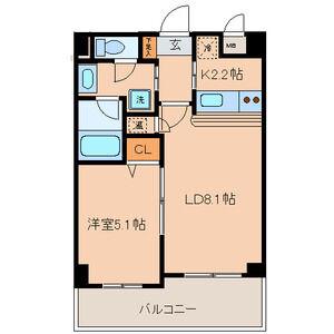 FS.幅下(1LDK/9階)の間取り写真