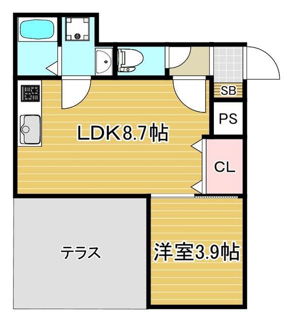 BRANCHE西新(1LDK/1階)の間取り写真