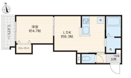 GLガーデン町屋 GLガーデン町屋(1LDK/3階)の間取り写真