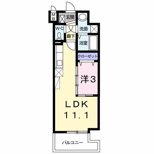 ラ・メゾン・ド ナチュール(1LDK/1階)の間取り写真