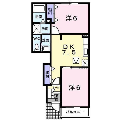 FOREST 里仁堂 I(2DK/1階)の間取り写真