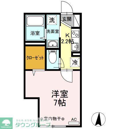 MONADSASAZUKA(1K/1階)の間取り写真
