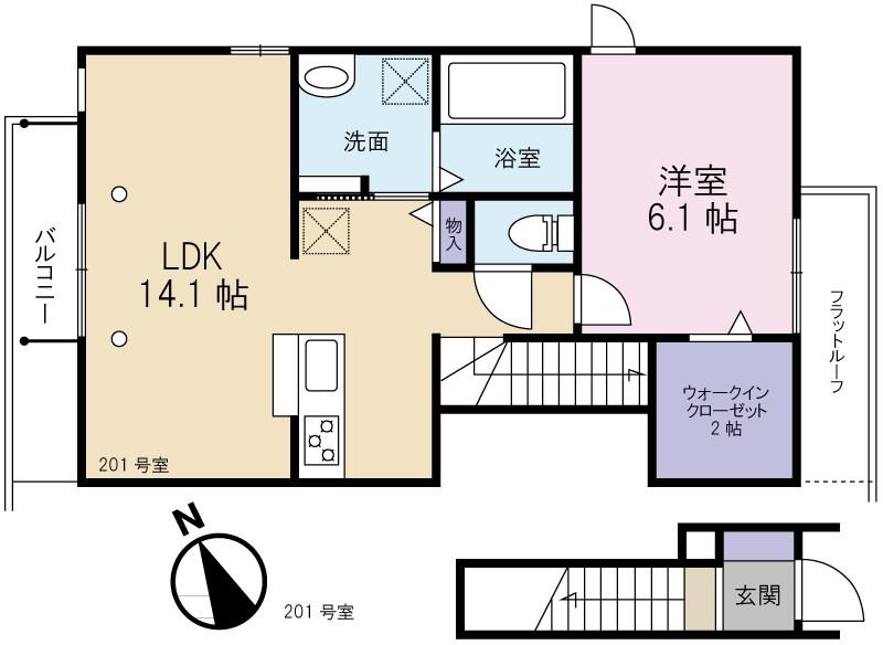 コンフォルト砧(1LDK/2階)の間取り写真