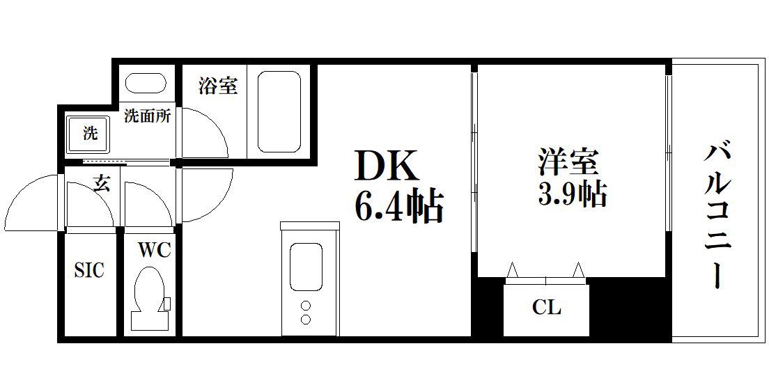 ヴィーナス今里(1DK/9階)の間取り写真