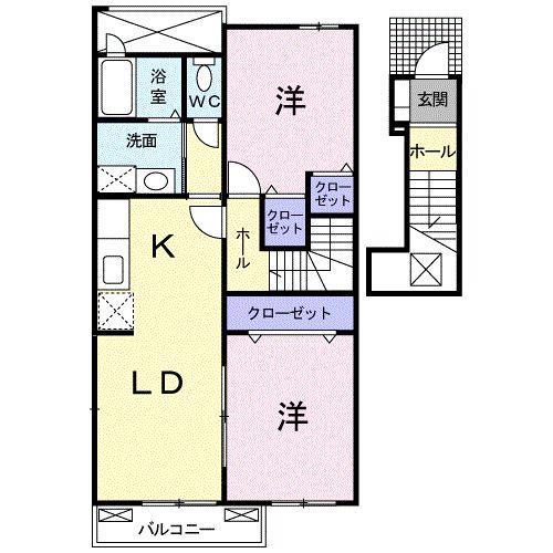 ビームズ(2LDK/2階)の間取り写真