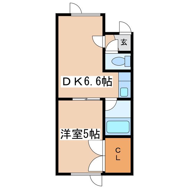 メゾンド千田B(1DK/1階)の間取り写真