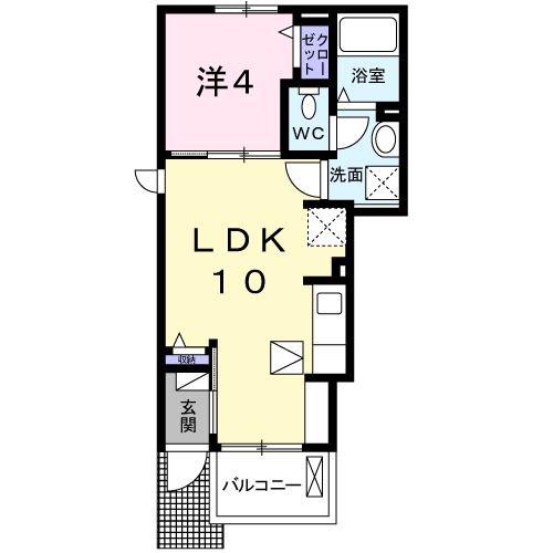 ルミエールII(1LDK/1階)の間取り写真