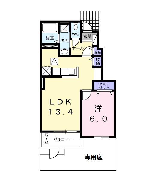 シェーン ホーフ(1LDK/1階)の間取り写真