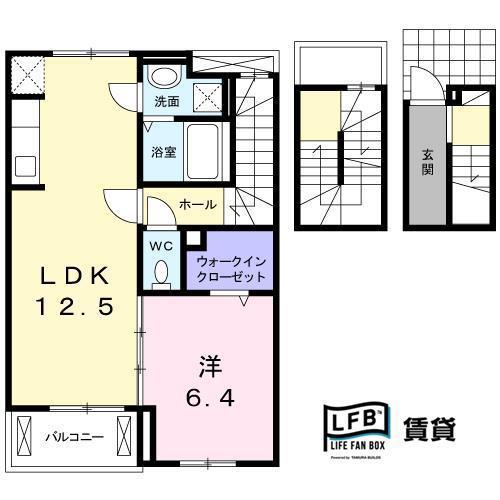 エクスクルーシブII(1LDK/3階)の間取り写真