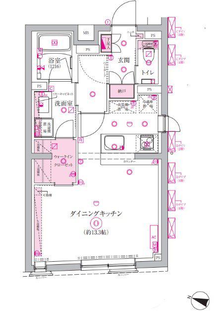 ベルシードステアー西大井(1K/1階)の間取り写真