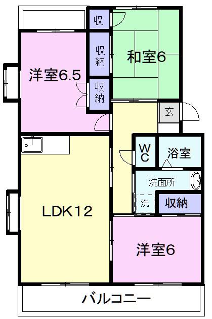 グランディール(3LDK/4階)の間取り写真
