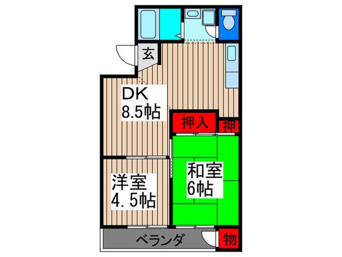 第一荒井ビル(2DK/1階)の間取り写真