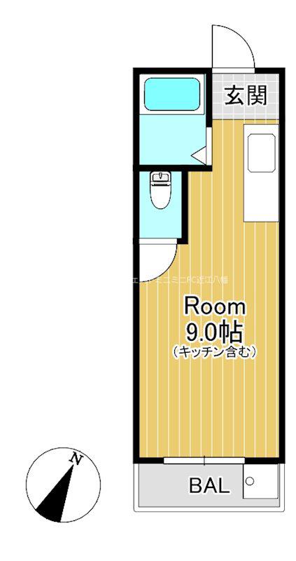 フロンティアハウス・E(ワンルーム/1階)の間取り写真