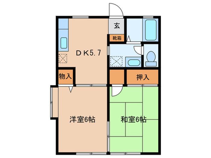 ウイッツュメゾン(2DK/1階)の間取り写真