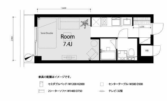 ハイネスロワイヤル(ワンルーム/12階)の間取り写真