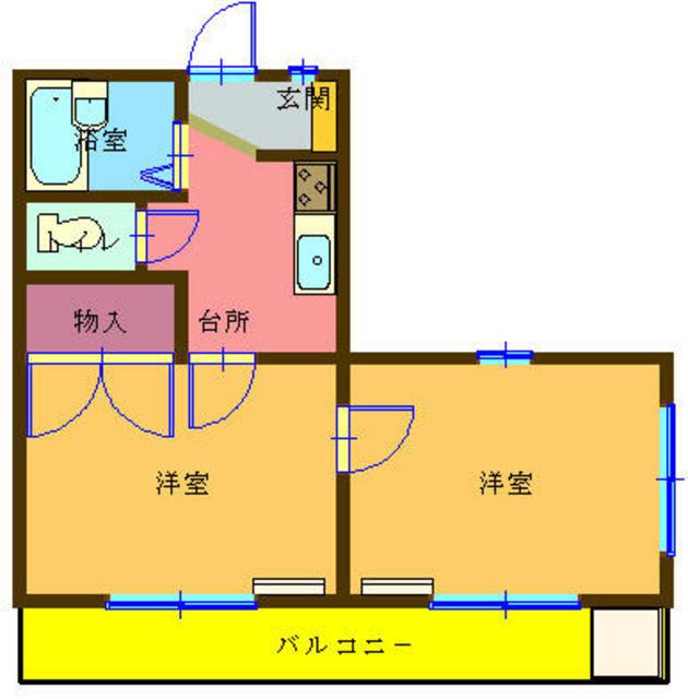 マメゾンタカダ(2K/2階)の間取り写真