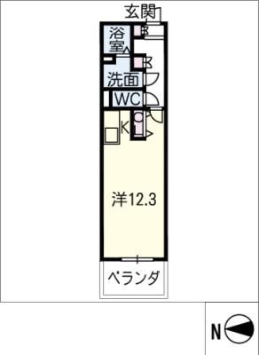 キャッスル常滑(ワンルーム/2階)の間取り写真
