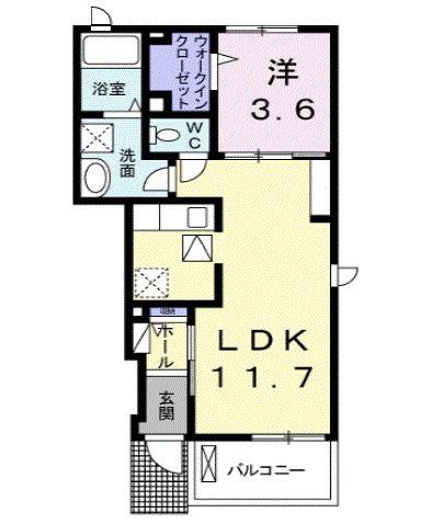 カーサピアッツァI(1LDK/1階)の間取り写真