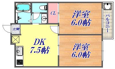 橋本ビルディング(2DK/2階)の間取り写真