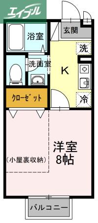 ソレイユ・ジンA棟(ワンルーム/2階)の間取り写真