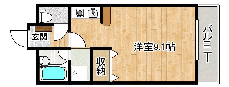 リバーサイドキャッスル壱番館(ワンルーム/2階)の間取り写真