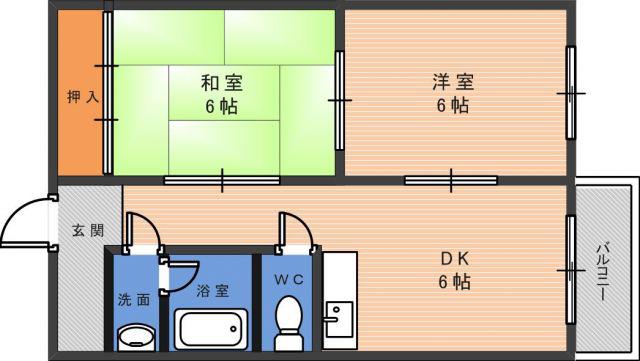 コーポラス小路(2DK/3階)の間取り写真