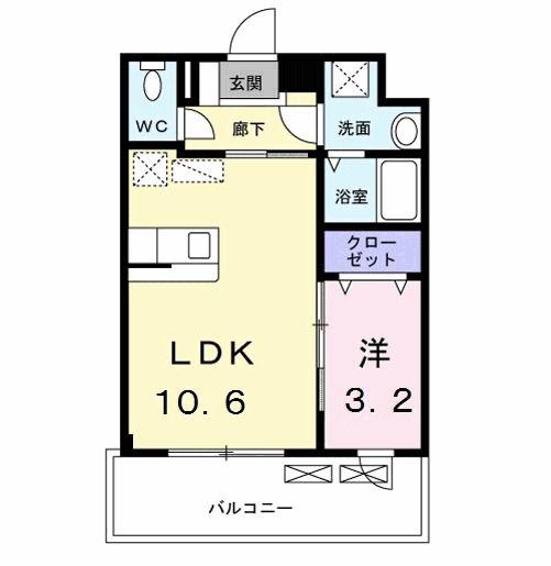 リアングォーム(1LDK/3階)の間取り写真