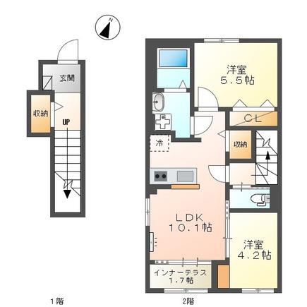 レオ グランツ 1(2LDK/2階)の間取り写真