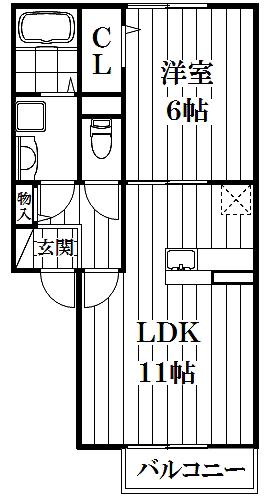 グラッツィエ(1LDK/1階)の間取り写真