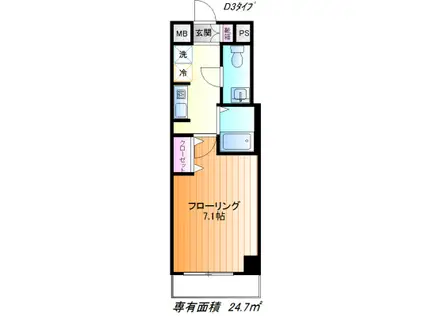 パトリア桜ヶ丘(1K/4階)の間取り写真