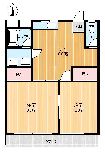 ユークレスト(2DK/3階)の間取り写真